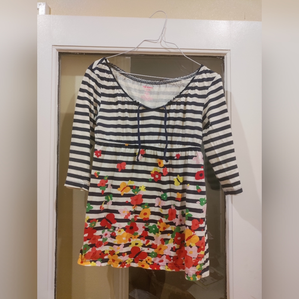Old Navy Girls Striped shirt with flowers
